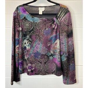 Coldwater Creek Top Knit Fairy Grunge Art to Wear Metallic Womens L *READ